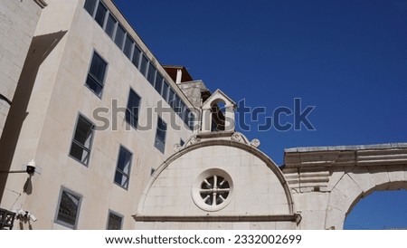 Croatian Landscape: Split cityscape, Diocletian Palace, Saint Domnius Cathedral, fortified walls, details and views of the ancient city. Summer season