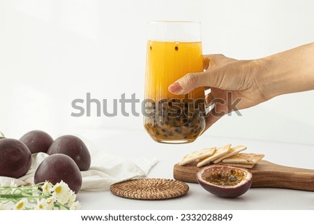 fresh passion fruit juice isolated
