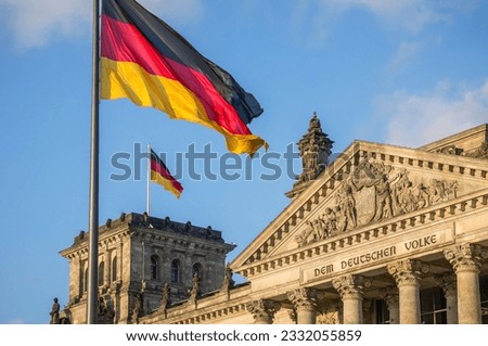 The Reichstag Parliament building in Berlin, Germany Royalty-Free Stock Photo #2332055859