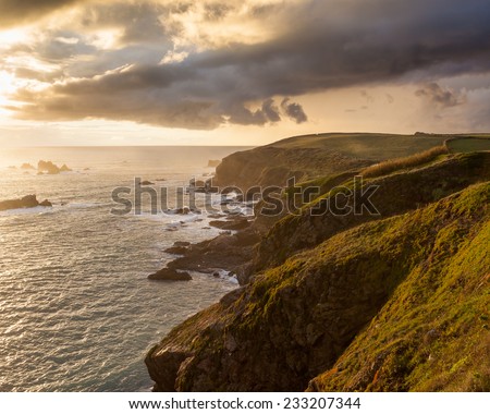 Sunset at Lizard Point the most southerly point at mainland britain. Cornwall England UK Europe