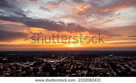 sunset after a storm over the city