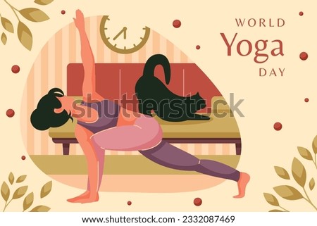 international yoga day. yoga body posture practicing. vector illustration design. June 21. international yoga day celebration. International Day of Yoga background. banner, poster, greeting card.