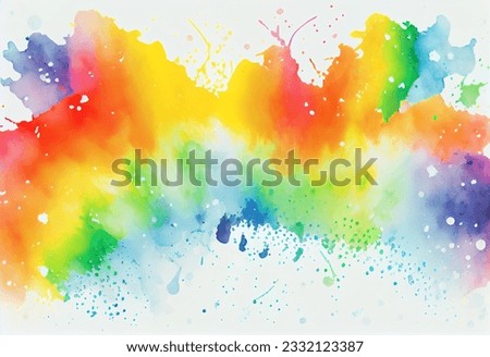 Colorful Abstract Watercolor Splashes: Rainbow Painting Illustration Texture Isolated on White Background