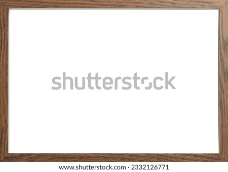 Wooden frame with blank white background. Mockup for design Royalty-Free Stock Photo #2332126771