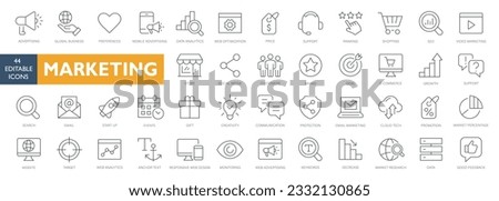 Marketing thin line icons set. Digital Marketing editable stroke icons set. Marketing  Advertising icon collection. Vector with white background simple and creative icons set best stroke icons