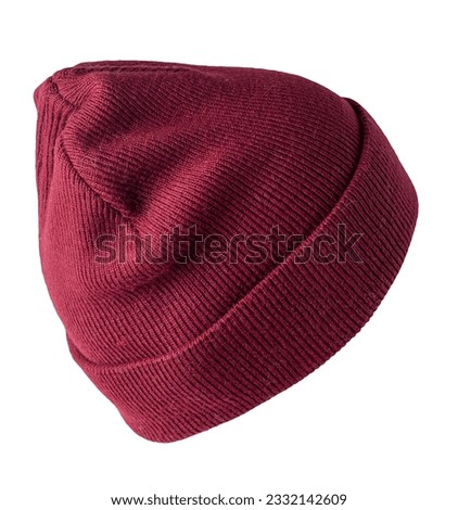  red hat isolated on white background .knitted hat .