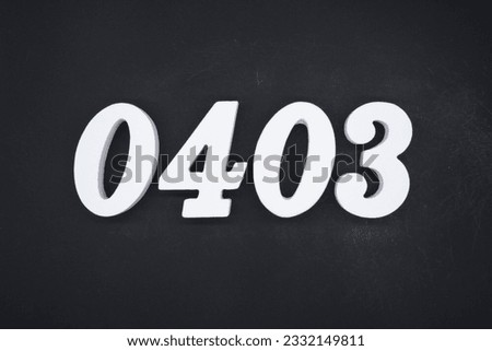 Black for the background. The number 0403 is made of white painted wood.