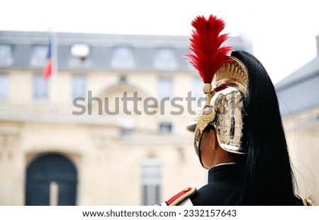 A French Republican Guard (Garde Républicaine) in Paris, France Royalty-Free Stock Photo #2332157643