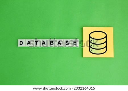 alphabet letters and icons with the word database. the concept of data collection point