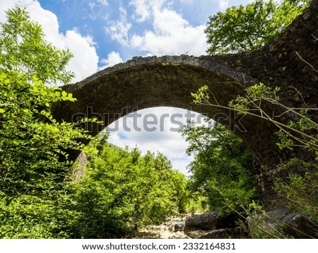 Ponte della Pia in Tuscany with a view of the stream from below
