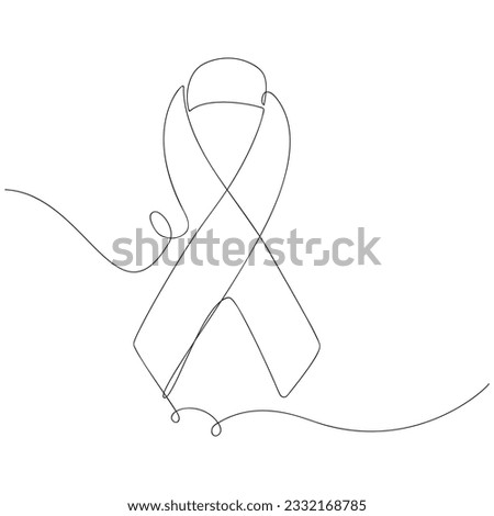 Continuous one line drawing of ribbon cancer. Vector