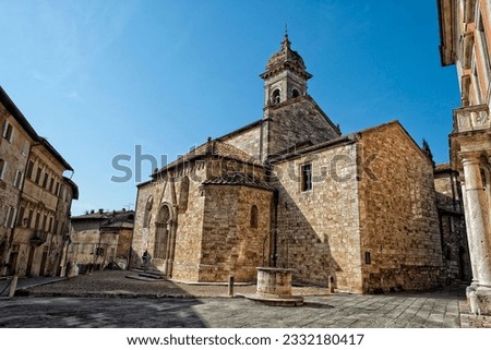 Tuscany medieval san quirico church Royalty-Free Stock Photo #2332180417