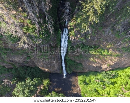 Oregon's Columbia River Gorge's Horsetail Falls in the Morning from Above