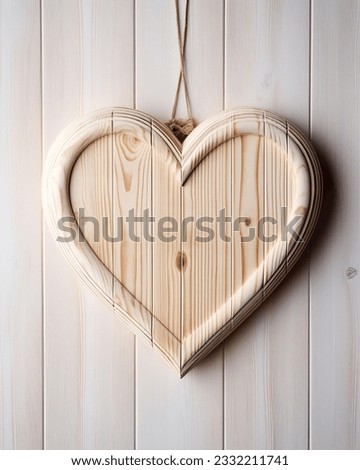Wooden heart frame in light wood texture