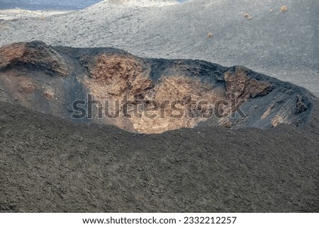 Stunning volcanio crater in Timanfaya national park, located in Lanzarote, Canary Islands, Spain
