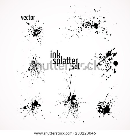 Vector illustration. Collection of grunge ink splatter.