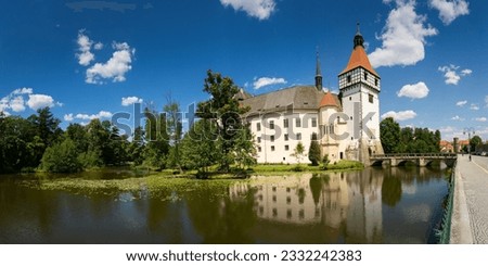 CZECH REPUBLIC, BLATNÁ  Castle of Blatna with fallow deer park. Lomice river surrounds the castle. Summer trip in Czech, South Czech, Czech history, Zámek Blatná