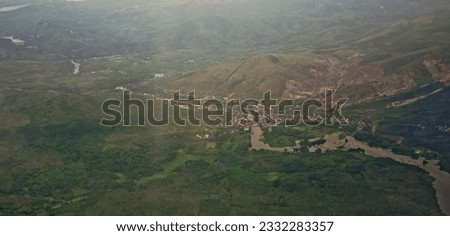 aerial view of river and mountains, south Kalimantan, Indonesia