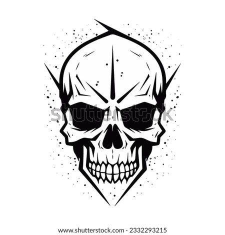 Black and white artistic skull logo. Can be used as tattoo.
