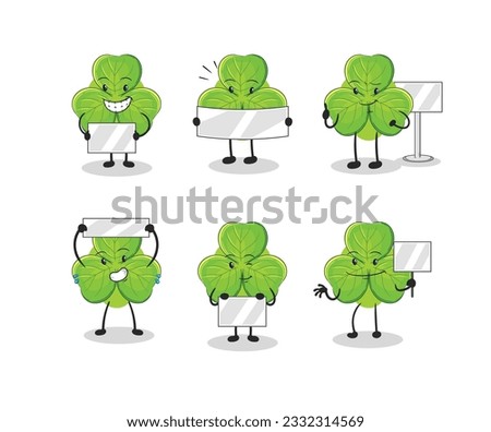 the clover holding board group character. mascot vector