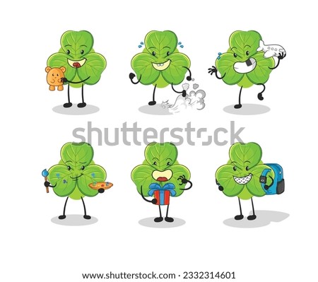 the clover children group character. cartoon mascot vector
