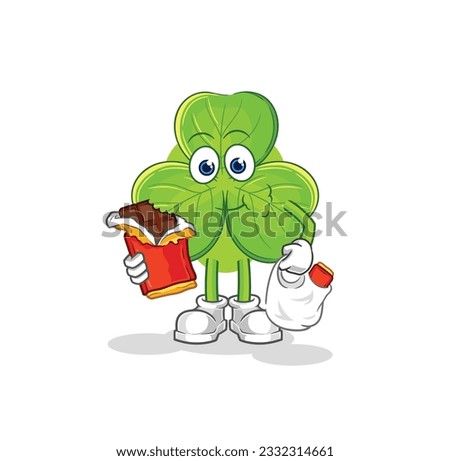 the clover eat chocolate mascot. cartoon vector