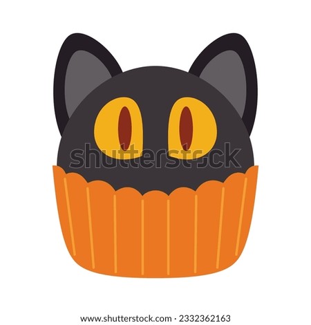 Halloween Cupcakes Illustration. Spooky decorated muffins, themed small cakes for 31 October and scary dessert food cartoon vector illustration set of halloween cake muffin spooky