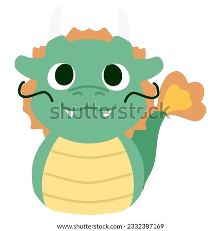 Cute deformed dragon color illustration for New Year's greeting cards for the year of the dragon.