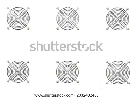 Stainless steel grille, turn off the ventilation fan computer isolated on white background.