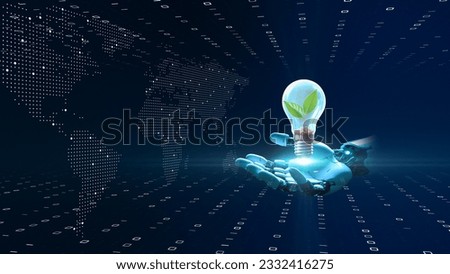 Image of bringing hope to humanity using the power of AI and digital technology, image of coexistence between AI and humans. Royalty-Free Stock Photo #2332416275