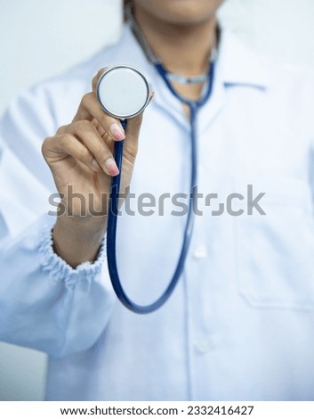 Smart medicine doctor in uniform on white background in the hospital.
