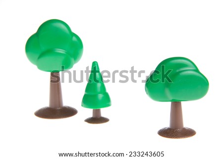 Plastic toy tree isolated on white