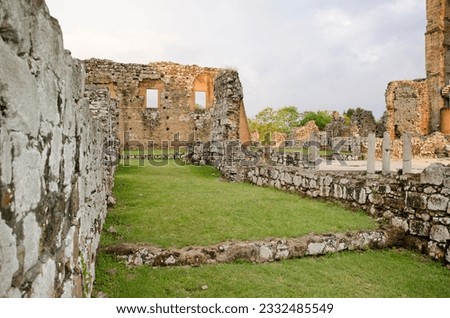 Ruins of Panama Viejo. Founded in the year 1519, location of the original capital, UNESCO World Heritage Site, Panama City, Panama - stock photo