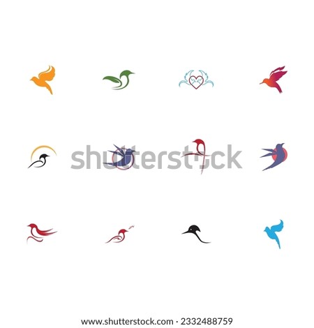 a bunch of bird logos, bird logos are great for office brands, companies, tourist attractions and others on a white background