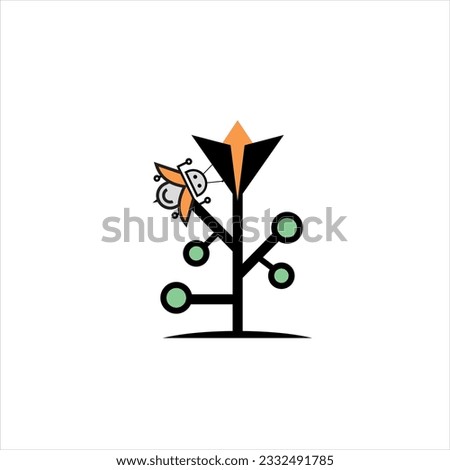 futuristic logo about bug on the tree, can be use on all media, becuse made with high resolution