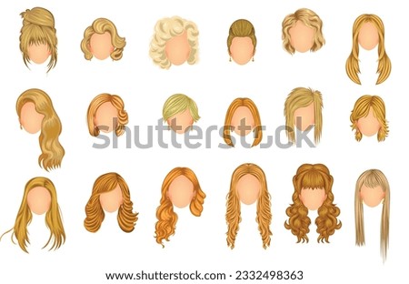 set of beautiful blonde hair style Royalty-Free Stock Photo #2332498363