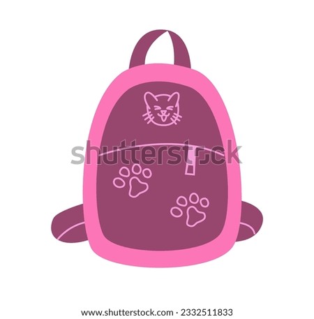 Cute school backpack, kids bag for school supplies, cartoon style.Trendy modern vector illustration on white background.