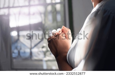 Woman hands praying and thankful. love and care, spray or visualize. Religion, faith concept.