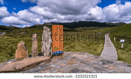 The Overland Track in Tasmania - an Australian bushwalking track, traversing Cradle Mountain-Lake St Clair National Park Royalty-Free Stock Photo #2332521321