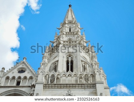 Hungarian Parliament Building in neo-Gothic style. Parliament of Budapest is situated on Kossuth Square in the Pest side of the city, on the eastern bank of the Danube. Budapest, Hungary.   Royalty-Free Stock Photo #2332526163
