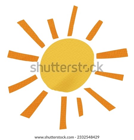 JPG paper craft sun, nature collage element, blank background, high quality image