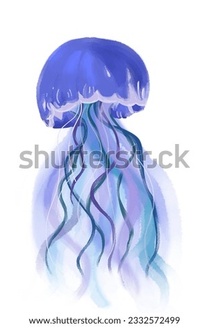 Jellyfish on a white background. Illustration.