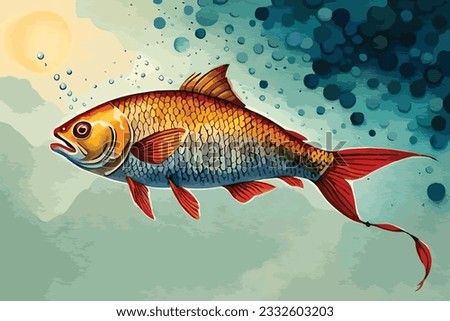 Carp fish watercolor art illustration