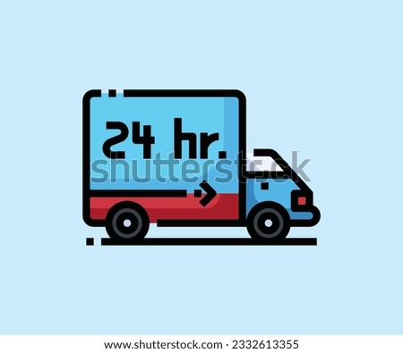 24 hours delivery car vector icon design
