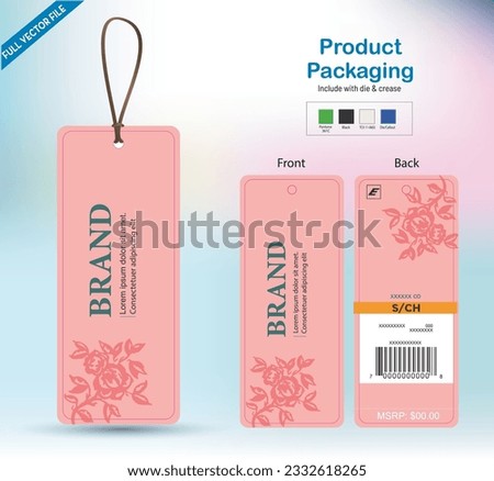 Hangtag, Barcode Label, Apparel Label, Garment Tag, Price Tag, Product Label, Product packaging, Cloth Label, Brand Identity, Brand Tag. Royalty-Free Stock Photo #2332618265