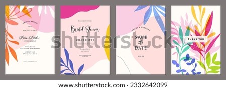 Bright and colorful art templates with abstract and floral elements. For poster, greeting and business card, invitation, flyer, banner, brochure, advertising, events and page cover.