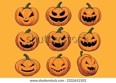 Pumkin Halloween character set vector