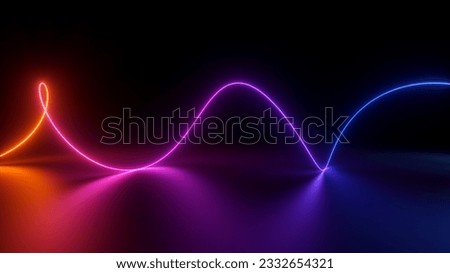 3d render, abstract geometric neon background, colorful glowing wavy line. Minimalist wallpaper
