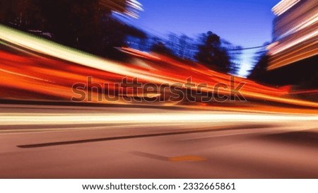 long exposure view of light trail on the street  Royalty-Free Stock Photo #2332665861