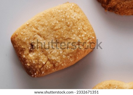 Close up of butter cookies texture on white background